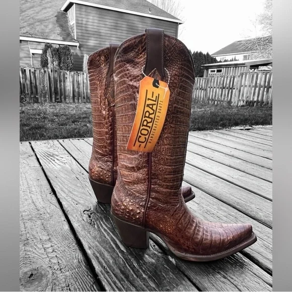 Corral Genuine Caiman Leather Boots C3997 MSRP: $1040 Size:7 NEW with tags & box - Picture 3 of 11